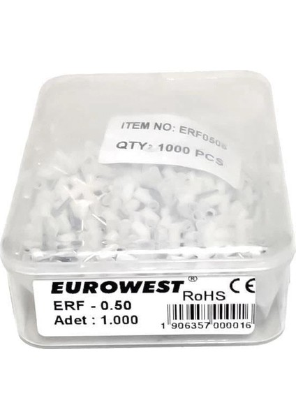 Izoleli Kablo Yüksük Fransız Normu 0,50MM Beyaz (Erf-0.50) 1000 Adet fiyatları