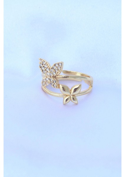 Bfs Pirinç Gold Renk Ayarlanabilir Zirkon Taşlı Kelebek Yüzük fiyatları