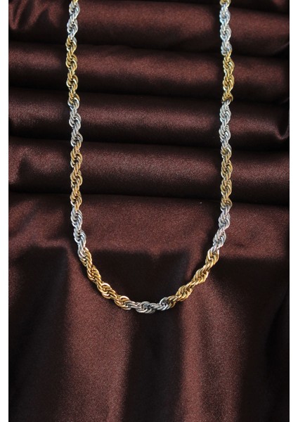 Bfs 316L Çelik Çift Renk Burgu Tasarımlı Kolye