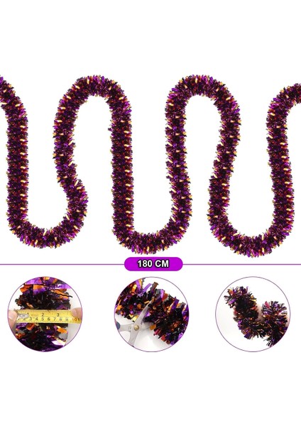 Mor Turuncu Renk 4 cm Genişlik Garland Çift Renk Sim Süs 180 cm fiyatları