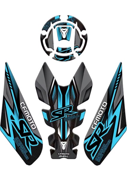 Rvell Cf Moto 250SR ( 2020-2024 ) Uyumlu Tank Pad Set Mavi