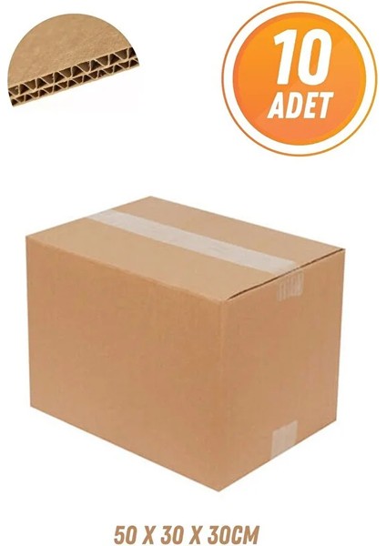 10'lu Karton Koli Kutu Boş Karton 50X30X30 Küçük Boy Çift Oluklu