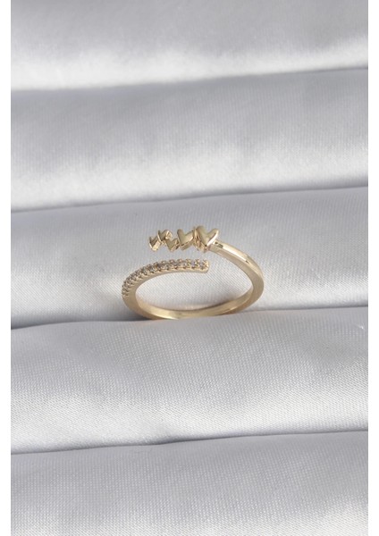 Bfs Pirinç Gold Renk Zirkon Taş Detay Kalp Model Kadın Yüzük