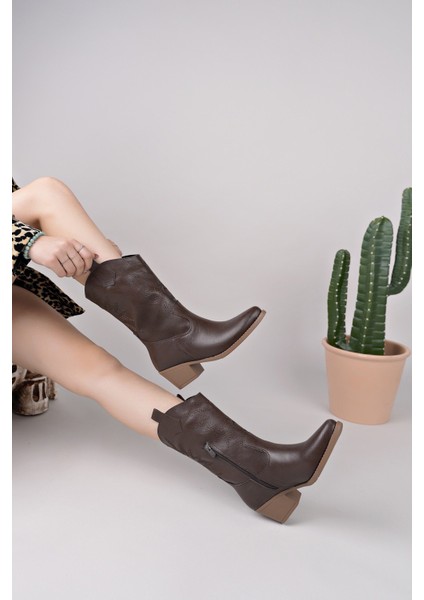 BAHRİNA Western İşlemeli Uzun Kovboy Çizme