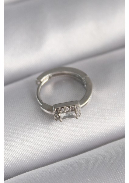 Bfs 316L Çelik Gümüş Renk Kare Zirkon Taşlı Tragus Piercing