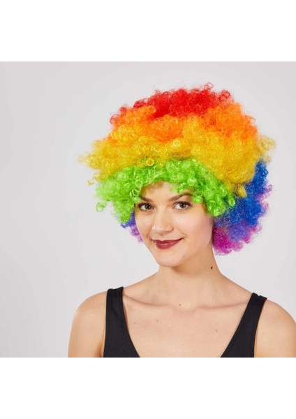 Bfs Rengarenk Kıvırcık Afro Bonus Peruk modelleri