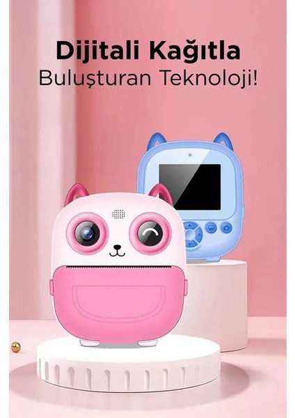 Bfs Dijital Video Fotoğraf App Destekli Çocuk Kamerası Termal Resim Kağıt Baskılı Yazıcı Mavi indirimleri