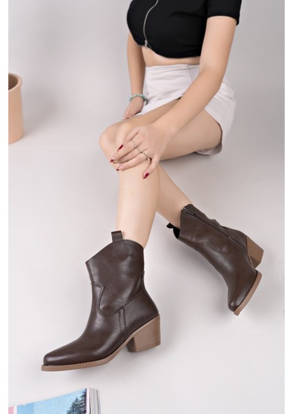 BAHRİNA Western Acı Kahve Kısa Kovboy Çizme K-151