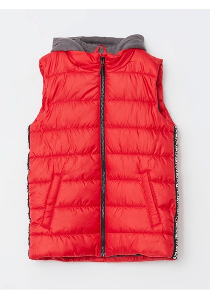 Lcw Kids Kirmizi Kapüşonlu Baskılı Erkek Çocuk Şişme Yelek
