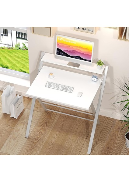 Metal Ayaklı Laptop Masası, Katlanır Çalışma Masası, Raflı Masa, Katlanır Laptop Sehpası