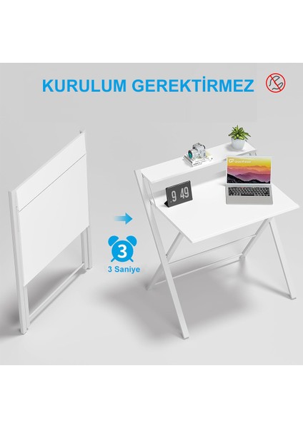Metal Ayaklı Laptop Masası, Katlanır Çalışma Masası, Raflı Masa, Katlanır Laptop Sehpası fırsatları