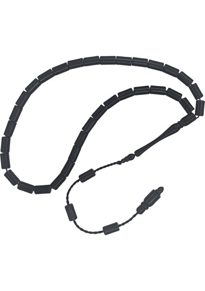 Küçük Boy Kesme Model Erzurum Oltu Taşı Tesbih Sistemli Kumpaslı 4,5 x 8 mm