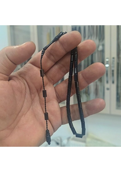 Küçük Boy Kesme Model Erzurum Oltu Taşı Tesbih Sistemli Kumpaslı 4,5 x 8 mm fiyatları