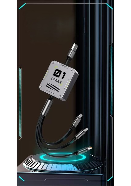 100W Geri Çekilebilir Makaralı Çoklu Şarj Kablosu Alüminyum Kutu Lightning Micro Type-C Şarj Kablosu modelleri