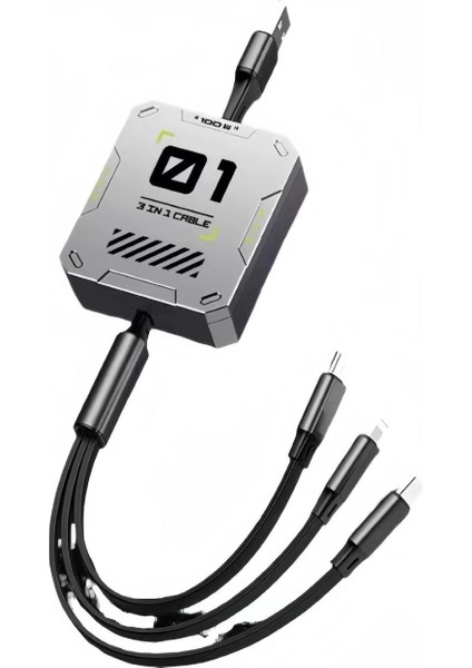 100W Geri Çekilebilir Makaralı Çoklu Şarj Kablosu Alüminyum Kutu Lightning Micro Type-C Şarj Kablosu fırsatları