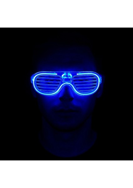 Bfs Mavi LED Işıklı Parti Gözlüğü - Neon Glow Şerit Gözlük 3 Modlu fiyatları