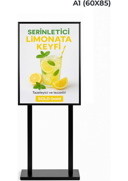 Çift Taraflı Sac Taban Info Pano Ayaklı Poster Pano Gri B2 (50X70) fırsatları