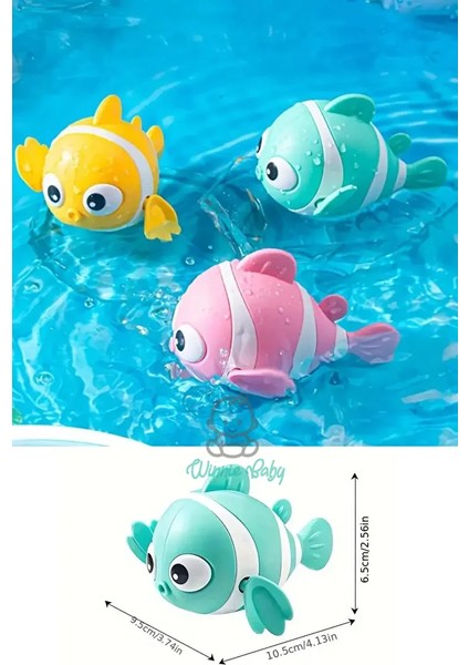 3 Adet Kurmalı Balık Bebek Banyo Oyuncağı Küvet Havuz Banyo Denizde Yüzen Oyuncak