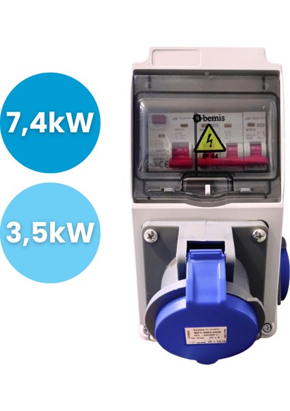Elektrikli Araç Şarj Cihazı Kombinasyon Kutusu-7,4kW Uyumlu, 3x32A+2x16A Priz, Kaçak Akım Korumalı Besleme Kutusu modelleri