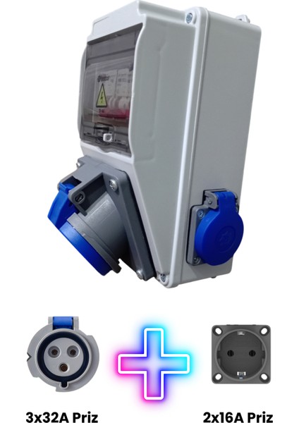 Elektrikli Araç Şarj Cihazı Kombinasyon Kutusu-7,4kW Uyumlu, 3x32A+2x16A Priz, Kaçak Akım Korumalı Besleme Kutusu fırsatları