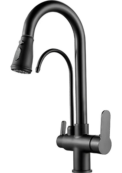 Arıtma Su Girişli Spiralli Siyah Eviye Bataryası 150589SPB