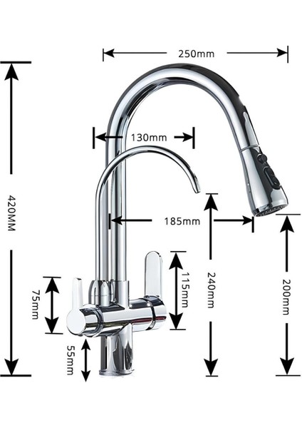 Arıtma Su Girişli Spiralli Siyah Eviye Bataryası 150589SPB fiyatları
