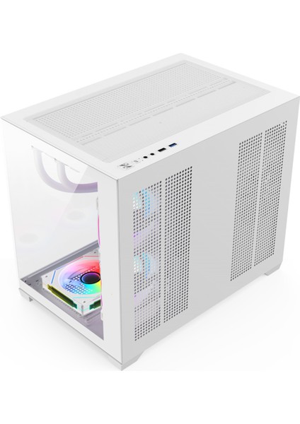 Beyaz Terranova Kumandalı 6 Argb Fanlı Midi Tower Cam Panel Gaming Oyuncu Bilgisayar Kasası fiyatları