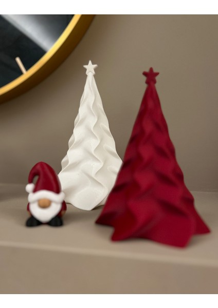 Baskıatölyem Şık Tasarım Yılbaşı Christmas Ağacı 1 Adet Beyaz1 Adet Kırmızı