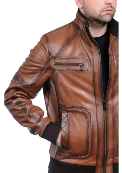 Asensio Hakiki Deri Erkek Taba Ceket-Mont fırsatları