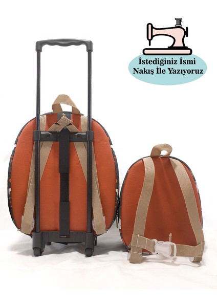 Kişiye Özel Isimli Çekçekli Çanta ve Sırt Çantası Anaokulu/kreş Seti (2'li Set) Unicorn ve Donat 2-5yaş indirimleri