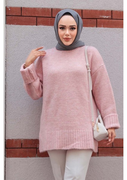 Pudra Tesettür Triko Kazak Tunik 87181PD