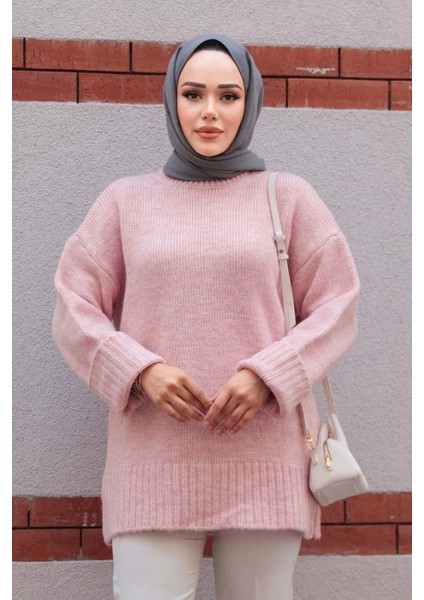 Pudra Tesettür Triko Kazak Tunik 87181PD fiyatları