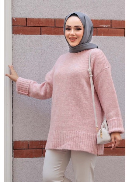 Pudra Tesettür Triko Kazak Tunik 87181PD modelleri