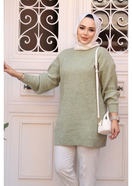 Mint Tesettür Triko Kazak Tunik 7852MINT fiyatları