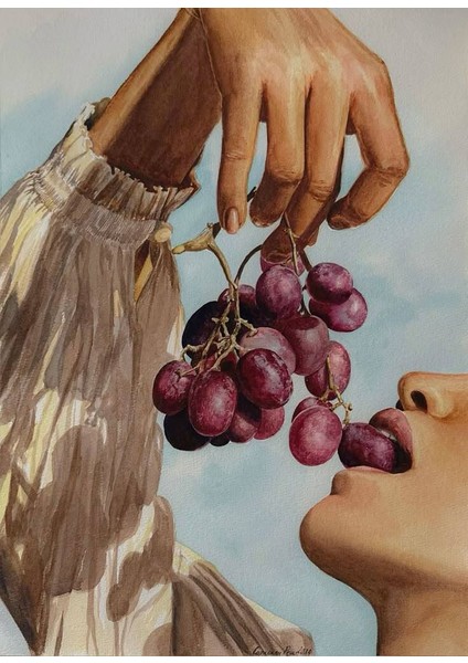 Üzüm Yiyen Kişi Ev Duvar Salon Güzellik Salonu Ofis Dükkan Dekarasyon Kanvas Tablo fiyatları