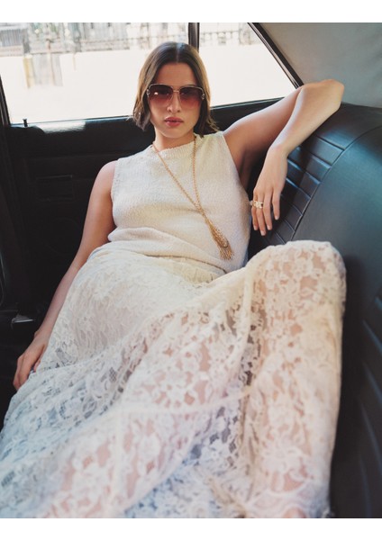 Dantel Detaylı Katmanlı Maxi Etek