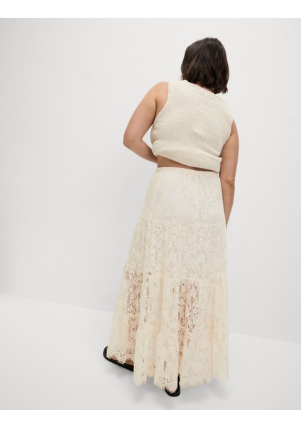 Dantel Detaylı Katmanlı Maxi Etek