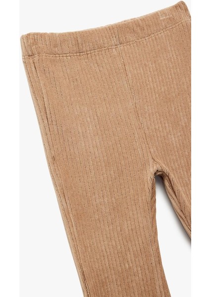 Kız Bebek Beli Lastikli Basic Ispanyol Paça Kadife Tayt (Aw 25) modelleri