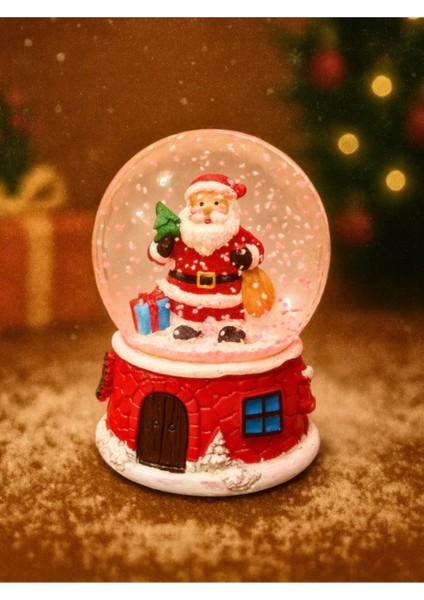 2026 Yılbaşı Yeni Yılın En Güzel Hediyesi Noel Baba Hediye Torbası temalı LED Işıklı 9 cm Kar Küresi fiyatları