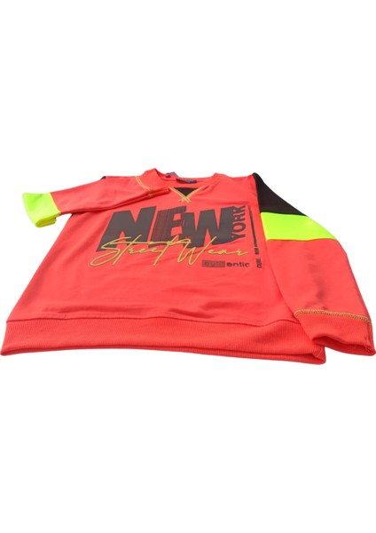 Erkek Çocuk Neon Nar Çiçeği Baskılı Sweatshirt – Pamuklu Yumuşak Kumaş, Tam Kalıp indirimleri