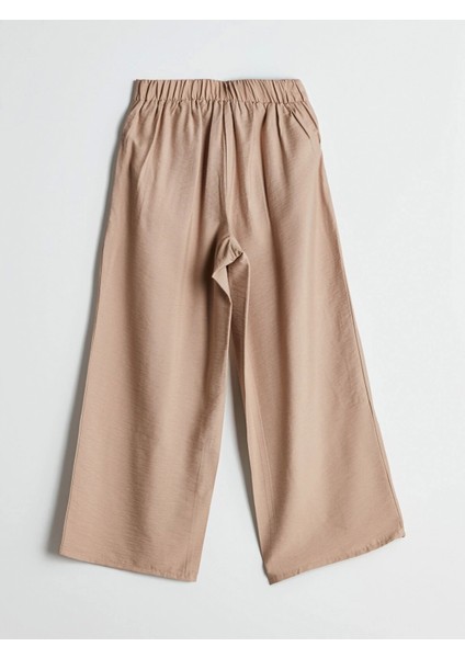 Lcw Modest Bej Beli Lastikli Geniş Paça Kadın Pantolon