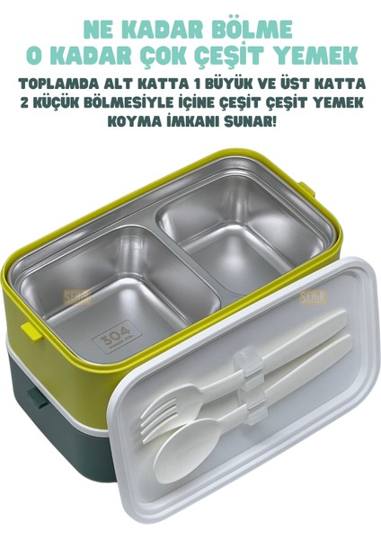 Bento 1000ML Lunchbox Yeni Koleksiyon 2 Katlı 3 Bölmeli Paslanmaz Çelik Sefer Tası Yemek Kutusu fiyatları