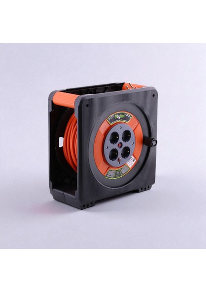 Seyyar Makaralı Cca Uzatma Kablosu 40 Metre 3x2.5 mm 4 Prizli Termal Sigortalı Plastik Kaset Tipi indirimleri
