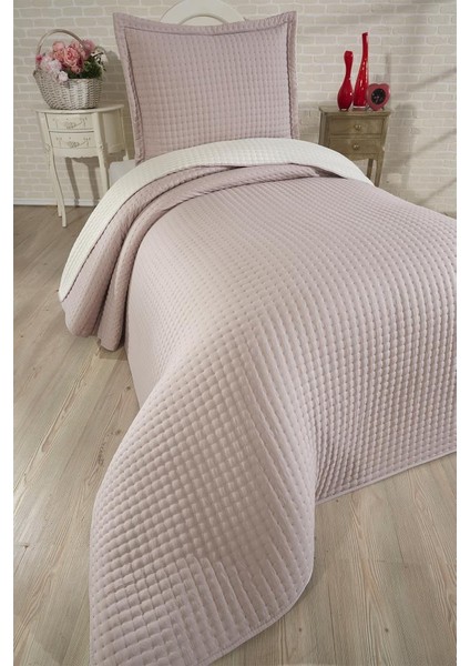 Elisa Dolgulu Çift Taraflı Tek Kişilik 180X240 cm Yatak Örtüsü Pudra modelleri