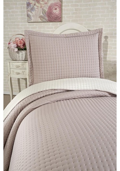 Elisa Dolgulu Çift Taraflı Tek Kişilik 180X240 cm Yatak Örtüsü Pudra indirimleri