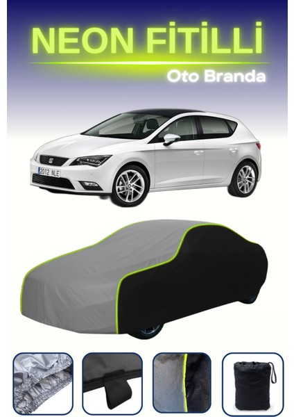 Siyah-Gri-Siyah [seat Leon] Uyumlu Neon Fitilli Araba Brandası, Su ve Toz Geçirmez
