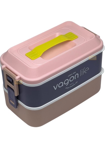 Bento 1000ML Lunchbox Yeni Koleksiyon 2 Katlı 3 Bölmeli Paslanmaz Çelik Sefer Tası Yemek Kutusu