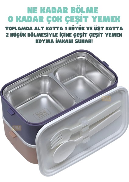 Bento 1000ML Lunchbox Yeni Koleksiyon 2 Katlı 3 Bölmeli Paslanmaz Çelik Sefer Tası Yemek Kutusu fiyatları