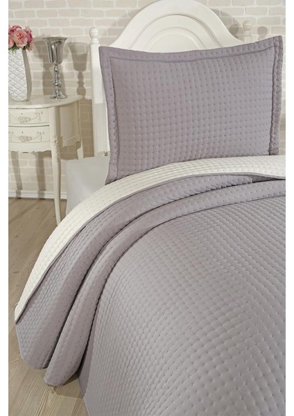 Elisa Dolgulu Çift Taraflı Tek Kişilik 180X240 cm Yatak Örtüsü Koyu Gri modelleri