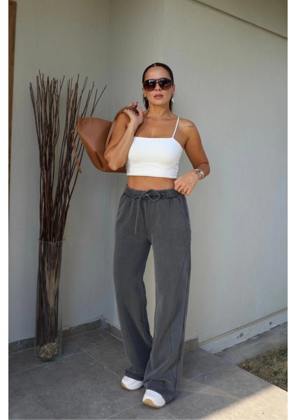 Gri Yıkamalı Eşofman